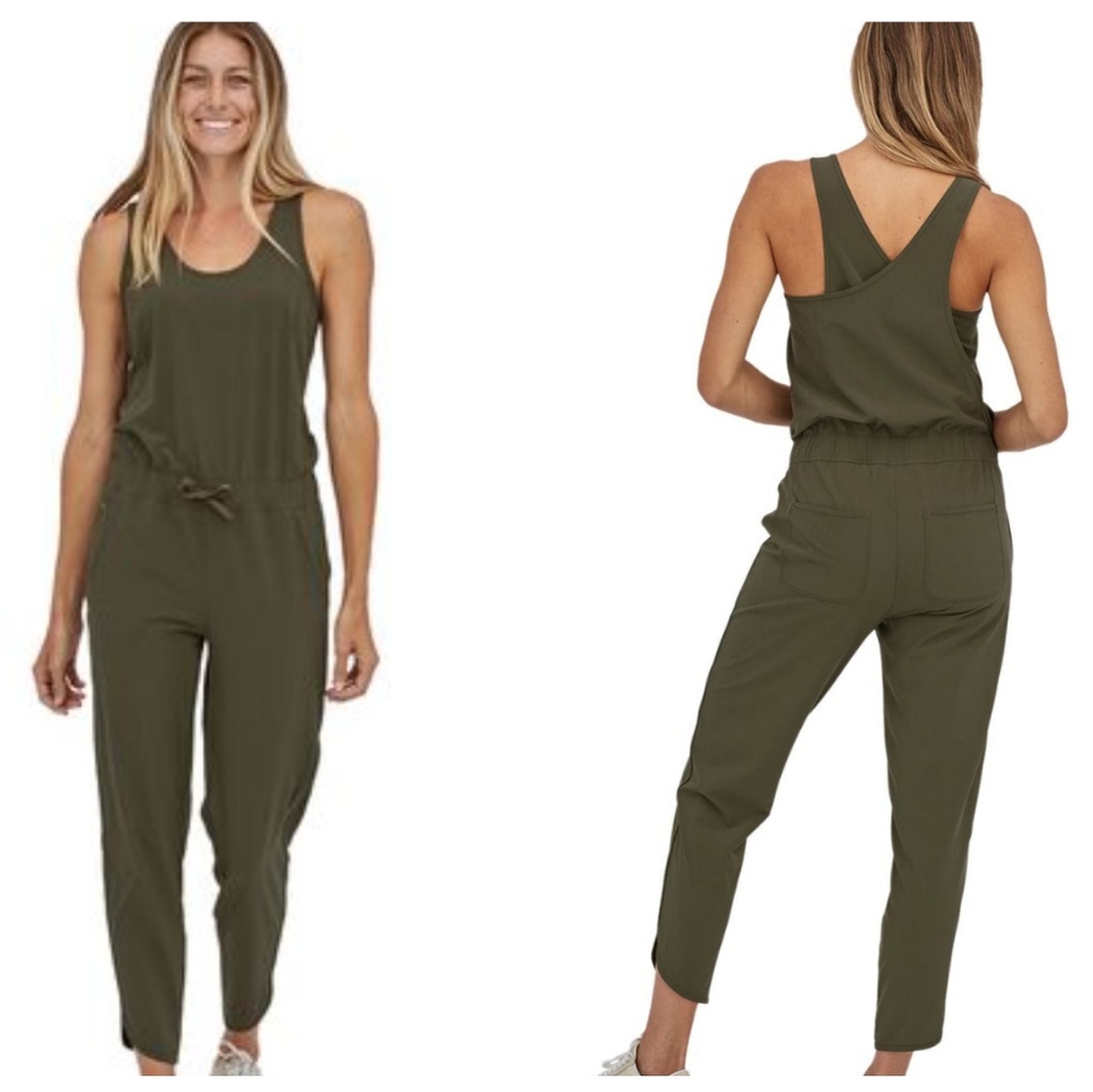 Patagonia Women’s Fleetwith Jumpsuit Romper  Olive Army Green Travel Outdoor